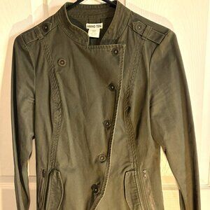 Vintage Hang Ten Womens Jacket Sz Med Olive Green Nehru Collar